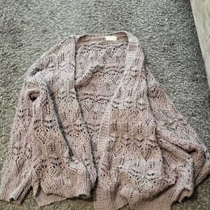 Altar'd State Lace Knit Cardigan - Taupe